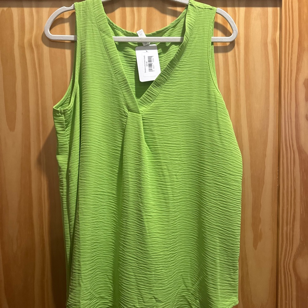 Zenana Lime Green Textured V-Neck Tank Top – XL – NWT